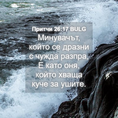 Picture 04 - Притчи 26:17 BULG - Минувачът, който се дразни - Bible Verse Picture