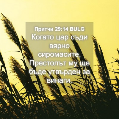 Picture 04 - Притчи 29:14 BULG - Когато цар съди вярно - Bible Verse Picture