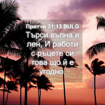 Picture 04 - Притчи 31:13 BULG - Търси вълна и лен, И работи - Bible Verse Picture
