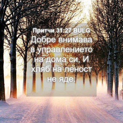 Picture 04 - Притчи 31:27 BULG - Добре внимава в - Bible Verse Picture