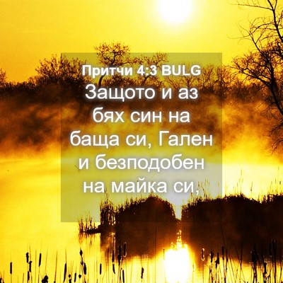 Picture 04 - Притчи 4:3 BULG - Защото и аз бях син на баща - Bible Verse Picture