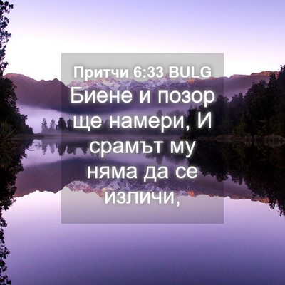 Picture 04 - Притчи 6:33 BULG - Биене и позор ще намери, И - Bible Verse Picture
