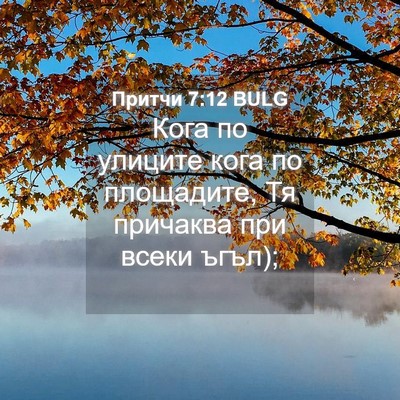 Picture 04 - Притчи 7:12 BULG - Кога по улиците кога по - Bible Verse Picture