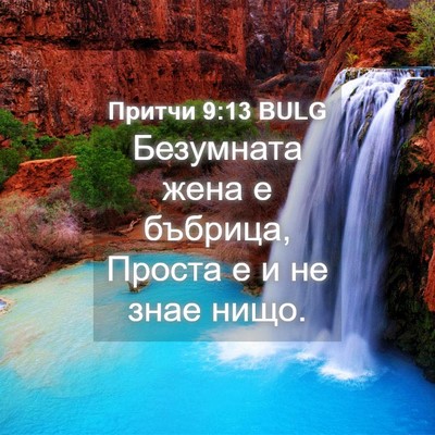 Picture 04 - Притчи 9:13 BULG - Безумната жена е бъбрица, - Bible Verse Picture