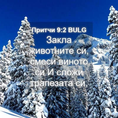 Picture 04 - Притчи 9:2 BULG - Закла животните си, смеси - Bible Verse Picture