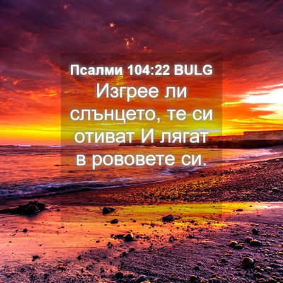 Picture 04 - Псалми 104:22 BULG - Изгрее ли слънцето, те си - Bible Verse Picture