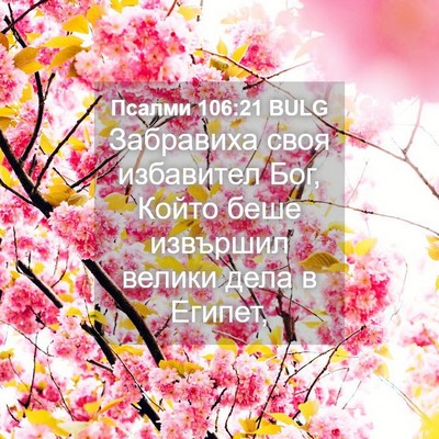 Picture 04 - Псалми 106:21 BULG - Забравиха своя избавител - Bible Verse Picture