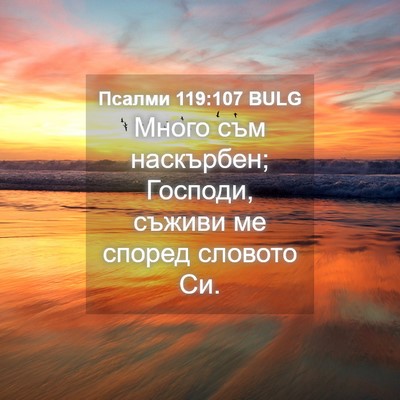 Picture 04 - Псалми 119:107 BULG - Много съм наскърбен; - Bible Verse Picture