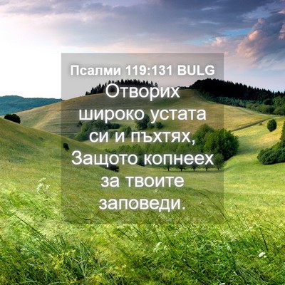 Picture 04 - Псалми 119:131 BULG - Отворих широко устата си и - Bible Verse Picture