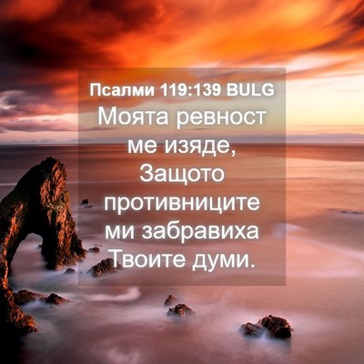 Picture 04 - Псалми 119:139 BULG - Моята ревност ме изяде, - Bible Verse Picture