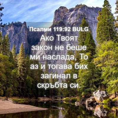 Picture 04 - Псалми 119:92 BULG - Ако Твоят закон не беше ми - Bible Verse Picture