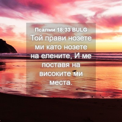 Picture 04 - Псалми 18:33 BULG - Той прави нозете ми като - Bible Verse Picture