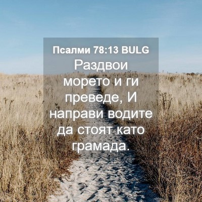 Picture 04 - Псалми 78:13 BULG - Раздвои морето и ги - Bible Verse Picture