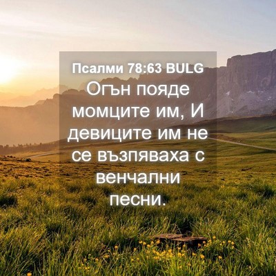 Picture 04 - Псалми 78:63 BULG - Огън пояде момците им, И - Bible Verse Picture