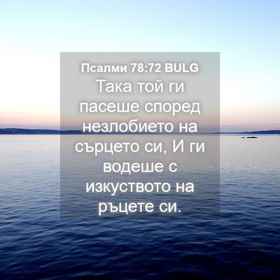 Picture 04 - Псалми 78:72 BULG - Така той ги пасеше според - Bible Verse Picture