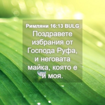Picture 04 - Римляни 16:13 BULG - Поздравете избрания от - Bible Verse Picture