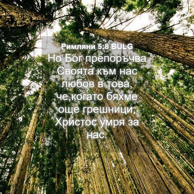 Picture 04 - Римляни 5:8 BULG - Но Бог препоръчва Своята - Bible Verse Picture