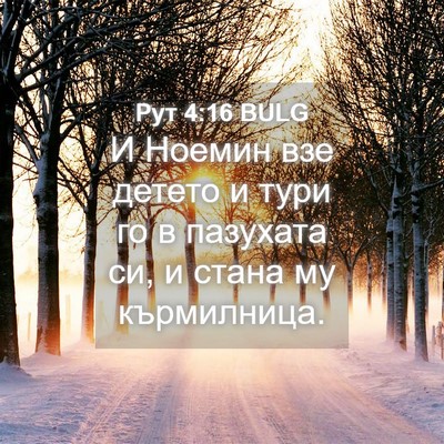 Picture 04 - Рут 4:16 BULG - И Ноемин взе детето и тури - Bible Verse Picture