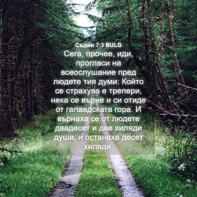 Picture 04 - Съдии 7:3 BULG - Сега, прочее, иди, прогласи - Bible Verse Picture