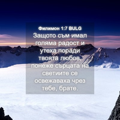 Picture 04 - Филимон 1:7 BULG - Защото съм имал голяма - Bible Verse Picture