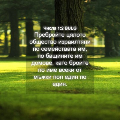 Picture 04 - Числа 1:2 BULG - Пребройте цялото общество - Bible Verse Picture