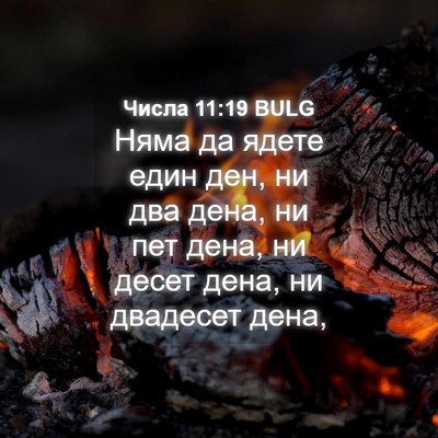 Picture 04 - Числа 11:19 BULG - Няма да ядете един ден, ни - Bible Verse Picture