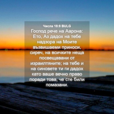 Picture 04 - Числа 18:8 BULG - Господ рече на Аарона: Ето, - Bible Verse Picture