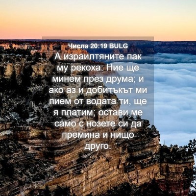 Picture 04 - Числа 20:19 BULG - А израилтяните пак му - Bible Verse Picture