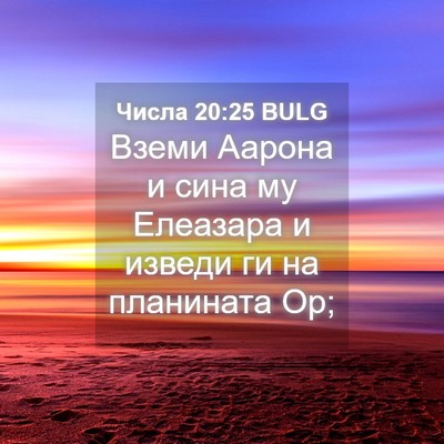 Picture 04 - Числа 20:25 BULG - Вземи Аарона и сина му - Bible Verse Picture