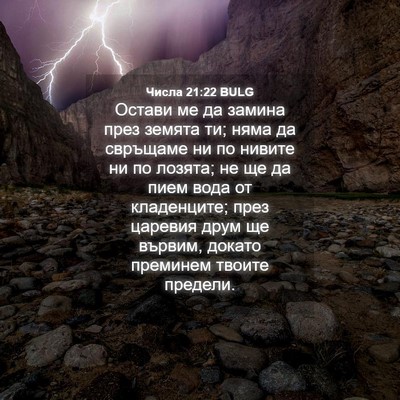 Picture 04 - Числа 21:22 BULG - Остави ме да замина през - Bible Verse Picture