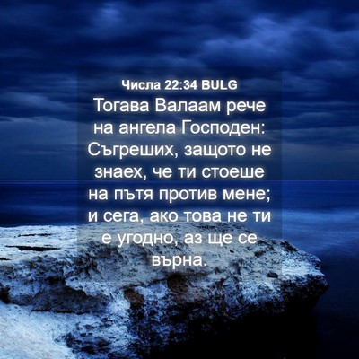 Picture 04 - Числа 22:34 BULG - Тогава Валаам рече на - Bible Verse Picture