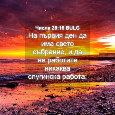 Picture 04 - Числа 28:18 BULG - На първия ден да има свето - Bible Verse Picture
