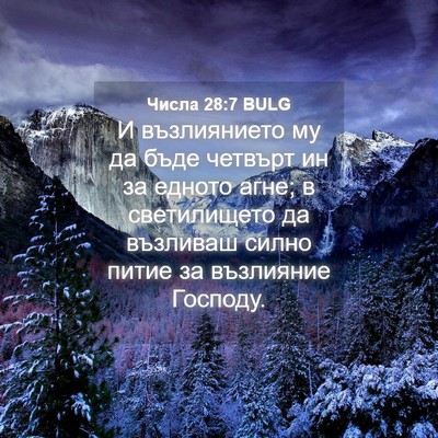 Picture 04 - Числа 28:7 BULG - И възлиянието му да бъде - Bible Verse Picture