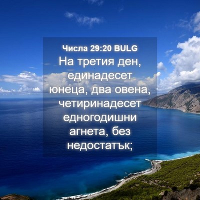 Picture 04 - Числа 29:20 BULG - На третия ден, единадесет - Bible Verse Picture