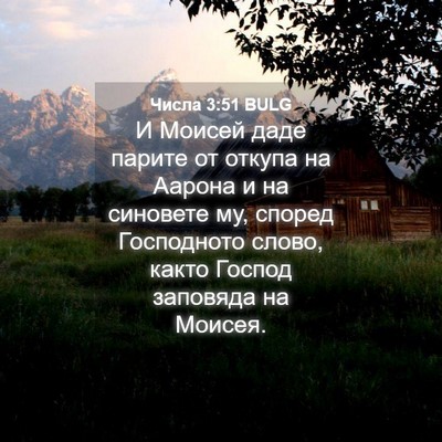 Picture 04 - Числа 3:51 BULG - И Моисей даде парите от - Bible Verse Picture