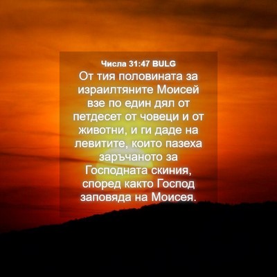 Picture 04 - Числа 31:47 BULG - От тия половината за - Bible Verse Picture