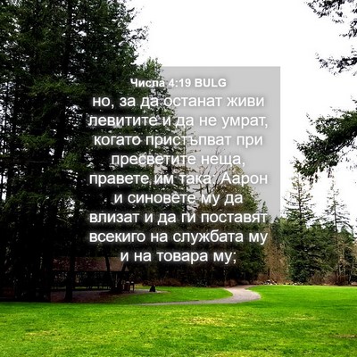 Picture 04 - Числа 4:19 BULG - но, за да останат живи - Bible Verse Picture