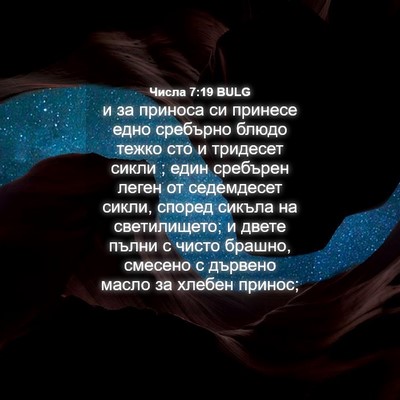 Picture 04 - Числа 7:19 BULG - и за приноса си принесе - Bible Verse Picture