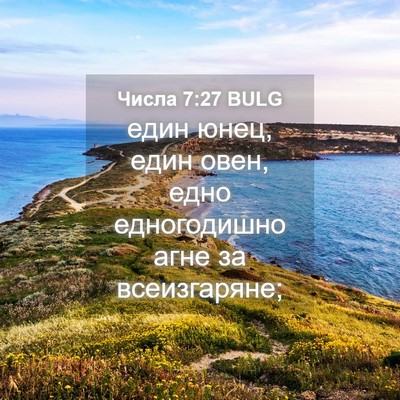 Picture 04 - Числа 7:27 BULG - един юнец, един овен, едно - Bible Verse Picture