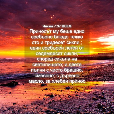Picture 04 - Числа 7:37 BULG - Приносът му беше едно - Bible Verse Picture