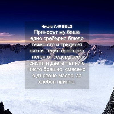 Picture 04 - Числа 7:49 BULG - Приносът му беше едно - Bible Verse Picture