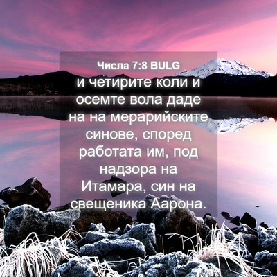 Picture 04 - Числа 7:8 BULG - и четирите коли и осемте - Bible Verse Picture