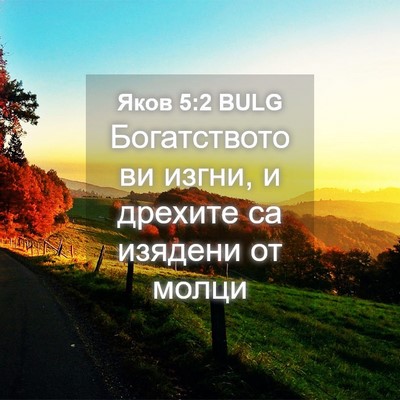 Picture 04 - Яков 5:2 BULG - Богатството ви изгни, и - Bible Verse Picture