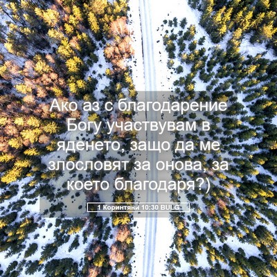 Picture 05 - 1 Коринтяни 10:30 BULG - Ако аз с благодарение Богу - Bible Verse Picture