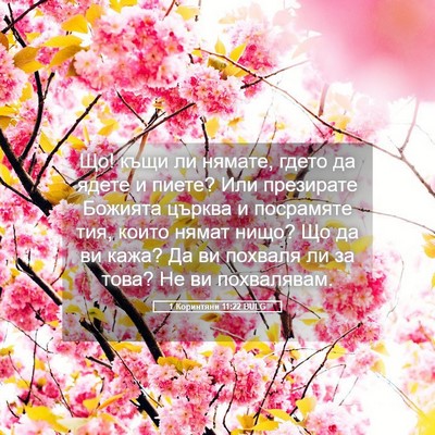 Picture 05 - 1 Коринтяни 11:22 BULG - Що! къщи ли нямате, гдето да - Bible Verse Picture