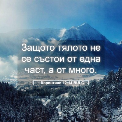 Picture 05 - 1 Коринтяни 12:14 BULG - Защото тялото не се състои - Bible Verse Picture