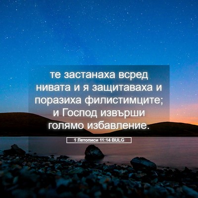 Picture 05 - 1 Летописи 11:14 BULG - те застанаха всред нивата - Bible Verse Picture