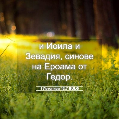 Picture 05 - 1 Летописи 12:7 BULG - и Иоила и Зевадия, синове - Bible Verse Picture