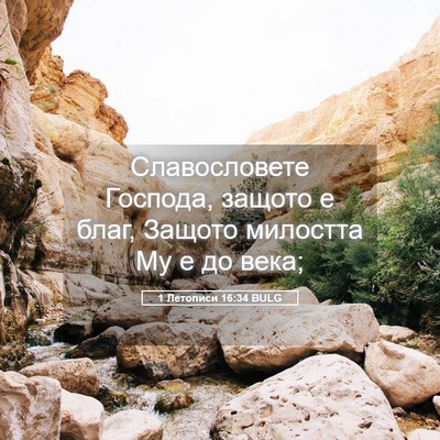 Picture 05 - 1 Летописи 16:34 BULG - Славословете Господа, - Bible Verse Picture
