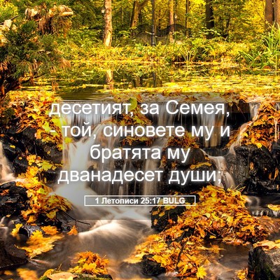 Picture 05 - 1 Летописи 25:17 BULG - десетият, за Семея, - той, - Bible Verse Picture